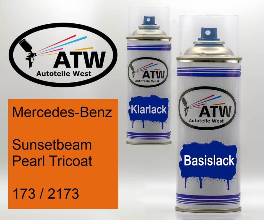 Mercedes-Benz, Sunsetbeam Pearl Tricoat, 173 / 2173: 400ml Sprühdose + 400ml Klarlack - Set, von ATW Autoteile West.
